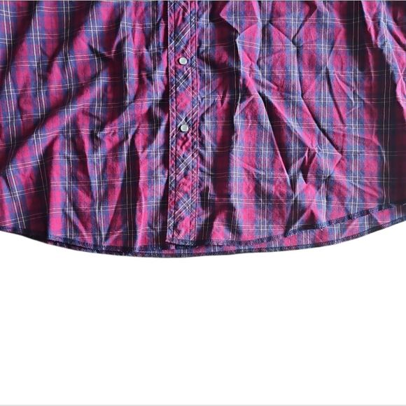 Vintage Wrangler Pearl Snap Western Shirt XL Red Plaid Cowboy Rodeo Rockabilly - Picture 8 of 13